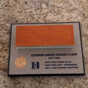 Piece of Dukes Basketball Floor.